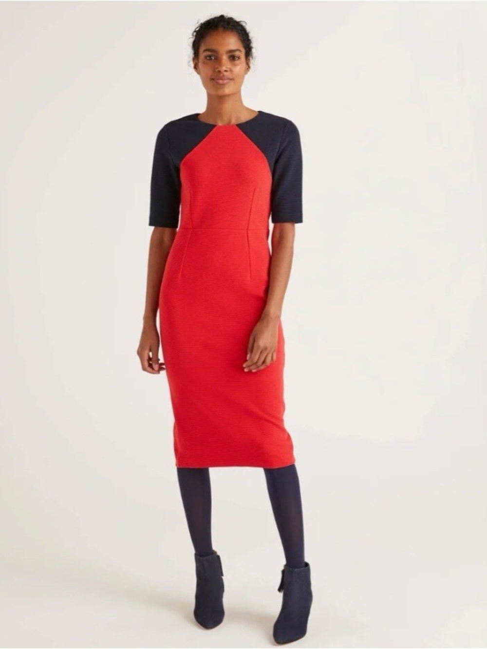 Boden Women’s Poppy Ottoman Size 8R Sheath Dress Red And Navy NWT
